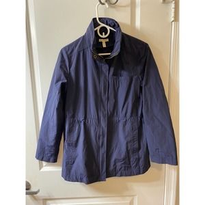 Eileen Fisher Women's XS Organic Cotton & Nylon Hooded Jacket Navy Blue